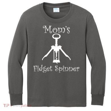 Mom's Fidget Spinner Wine Bottle Opener Kids Long Sleeve Shirt