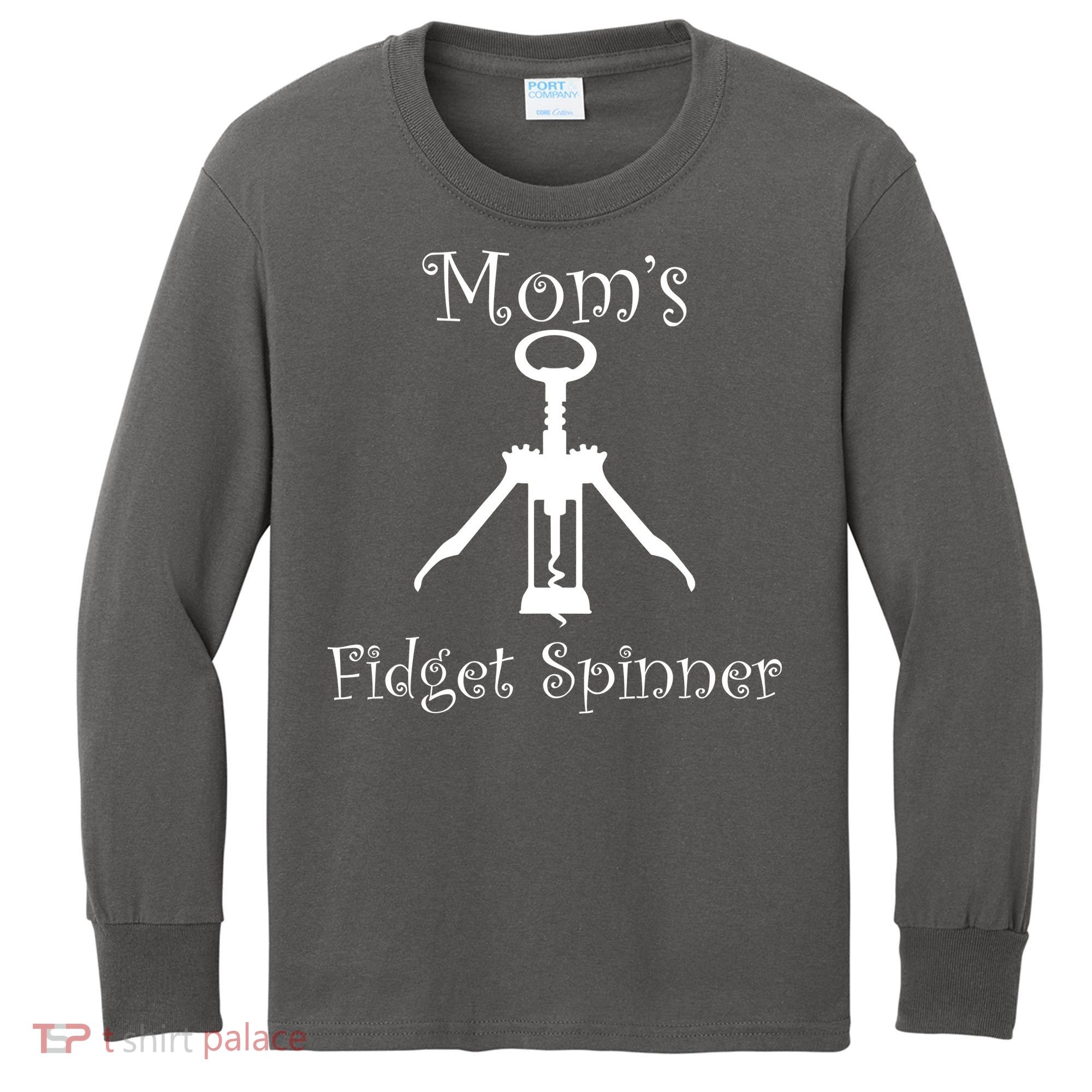 Mom's Fidget Spinner Wine Bottle Opener Kids Long Sleeve Shirt