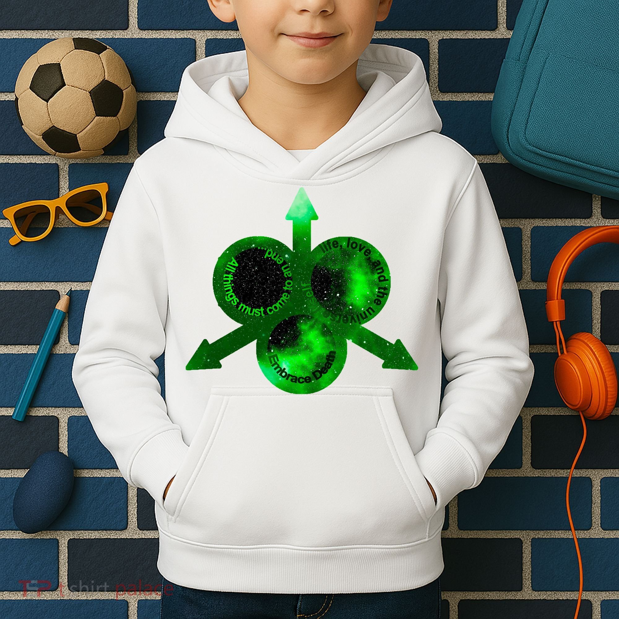 Mark Of Nurgle Green Galaxy Everything Must End Quote Kids Hoodie