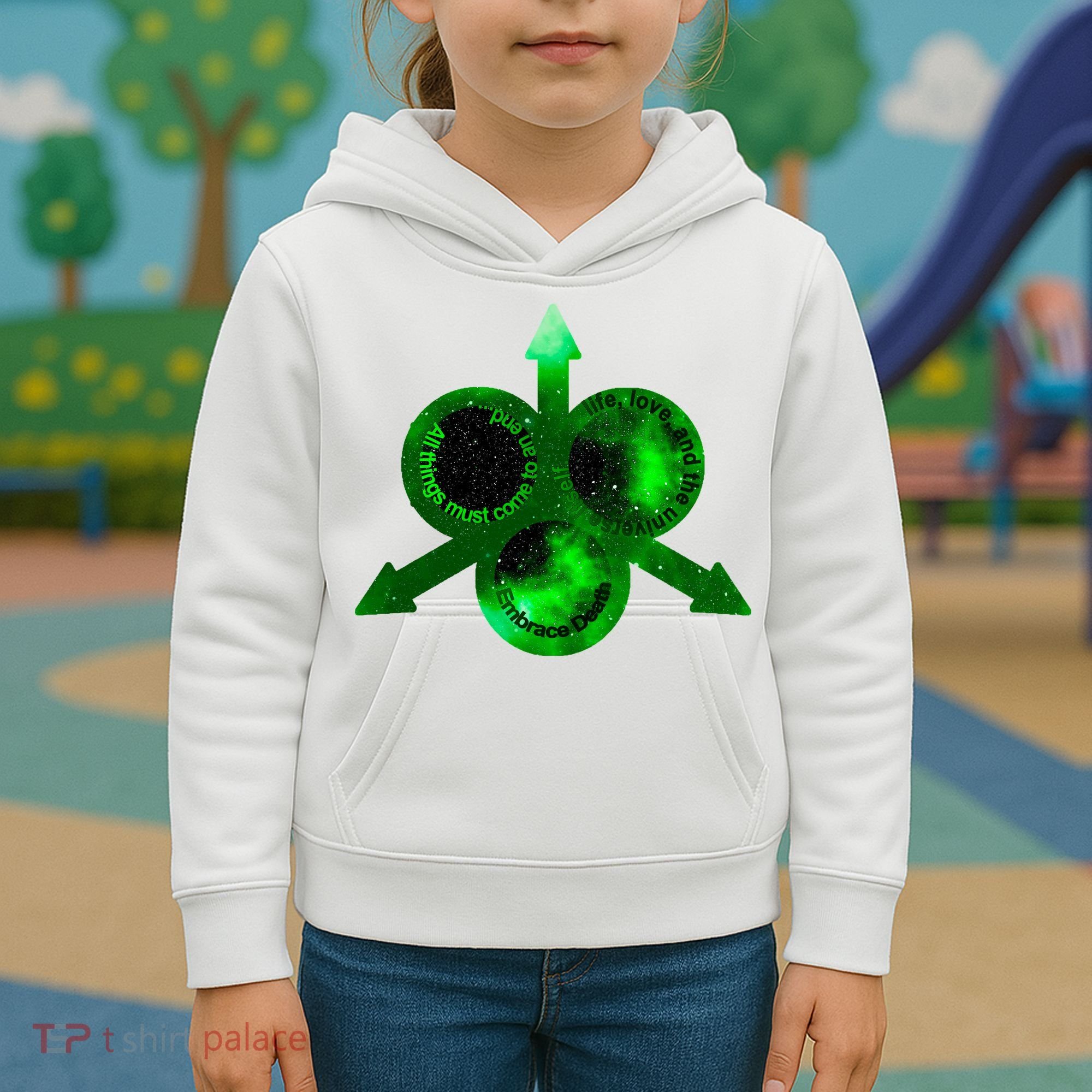 Mark Of Nurgle Green Galaxy Everything Must End Quote Kids Hoodie