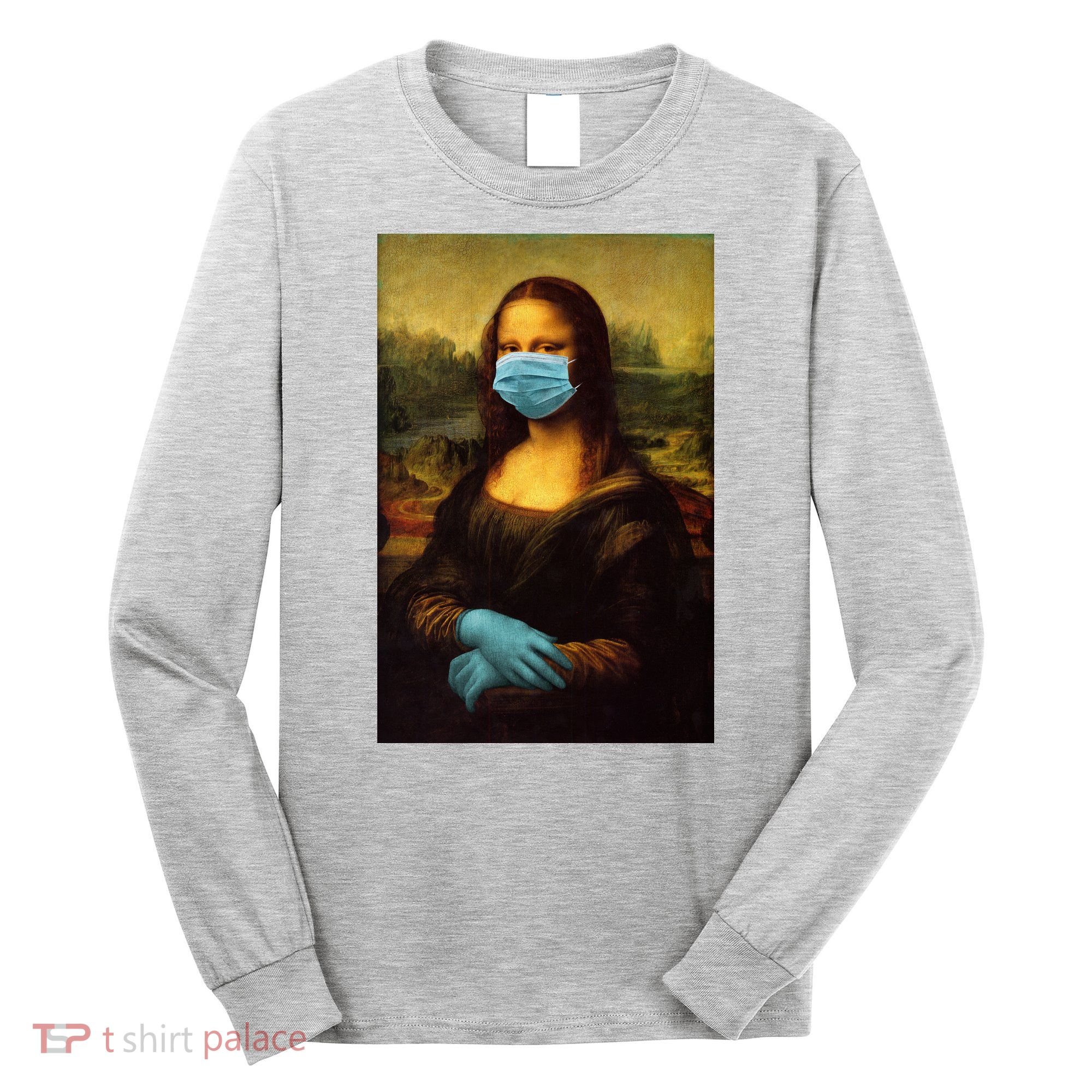 Mona Lisa Face Mas And Gloves Pandemic Long Sleeve Shirt