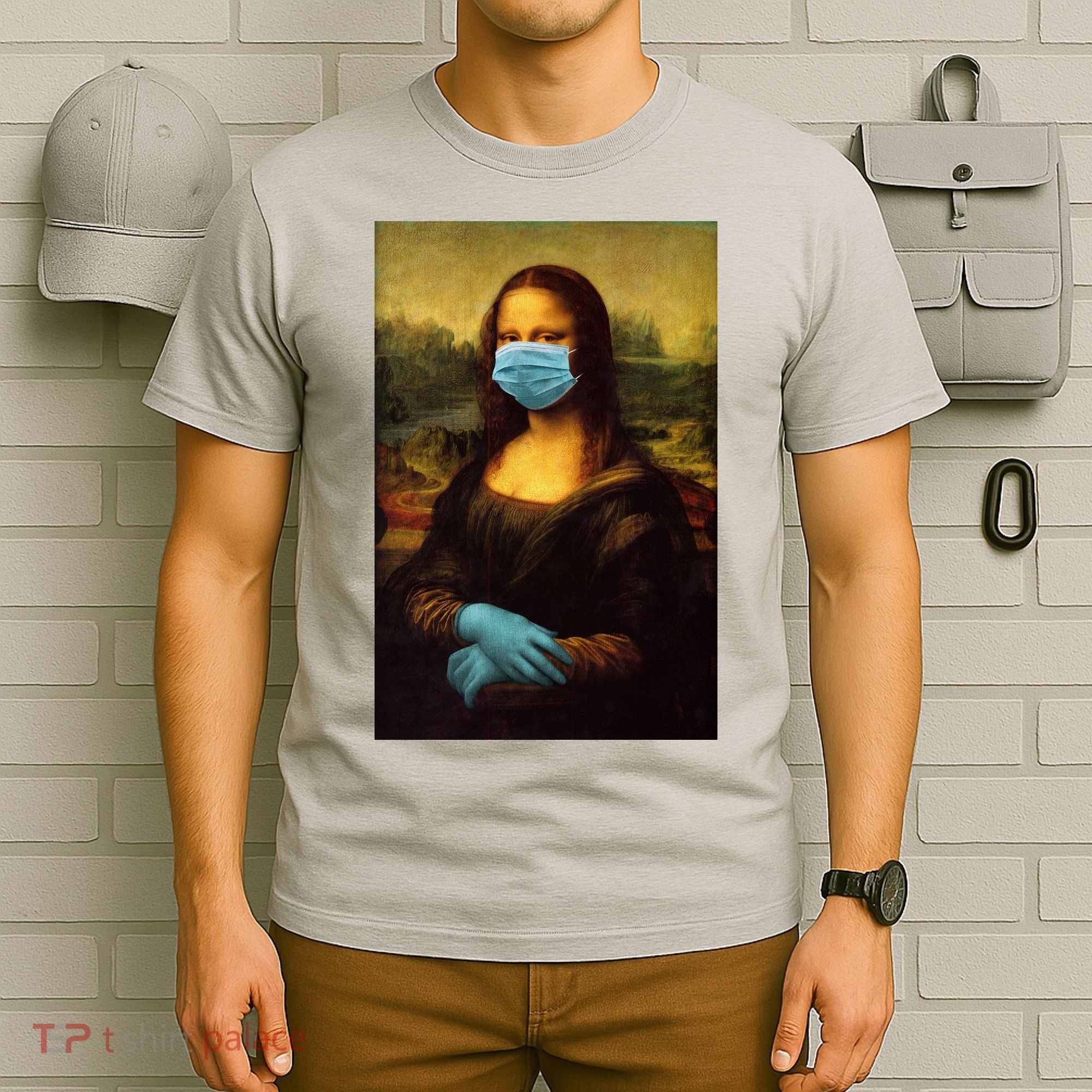 Mona Lisa Face Mas And Gloves Pandemic T-Shirt