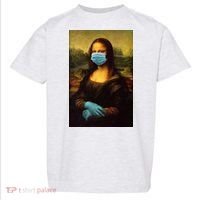 Mona Lisa Face Mas And Gloves Pandemic Toddler T-Shirt thumb 0