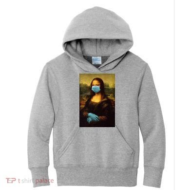 Mona Lisa Face Mas And Gloves Pandemic Kids Hoodie