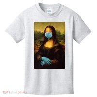 Mona Lisa Face Mas And Gloves Pandemic Kids T-Shirt thumb 0