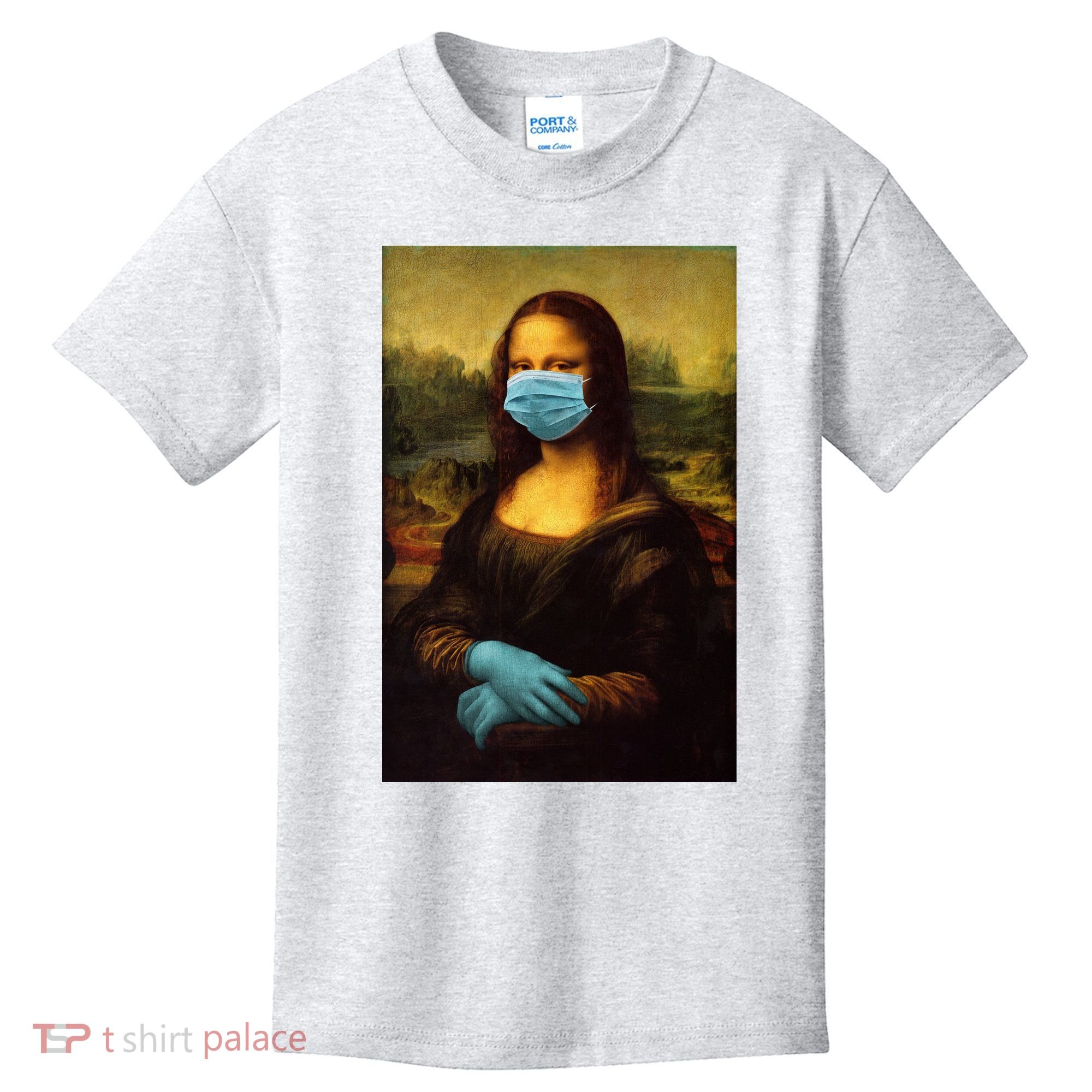 Mona Lisa Face Mas And Gloves Pandemic Kids T-Shirt