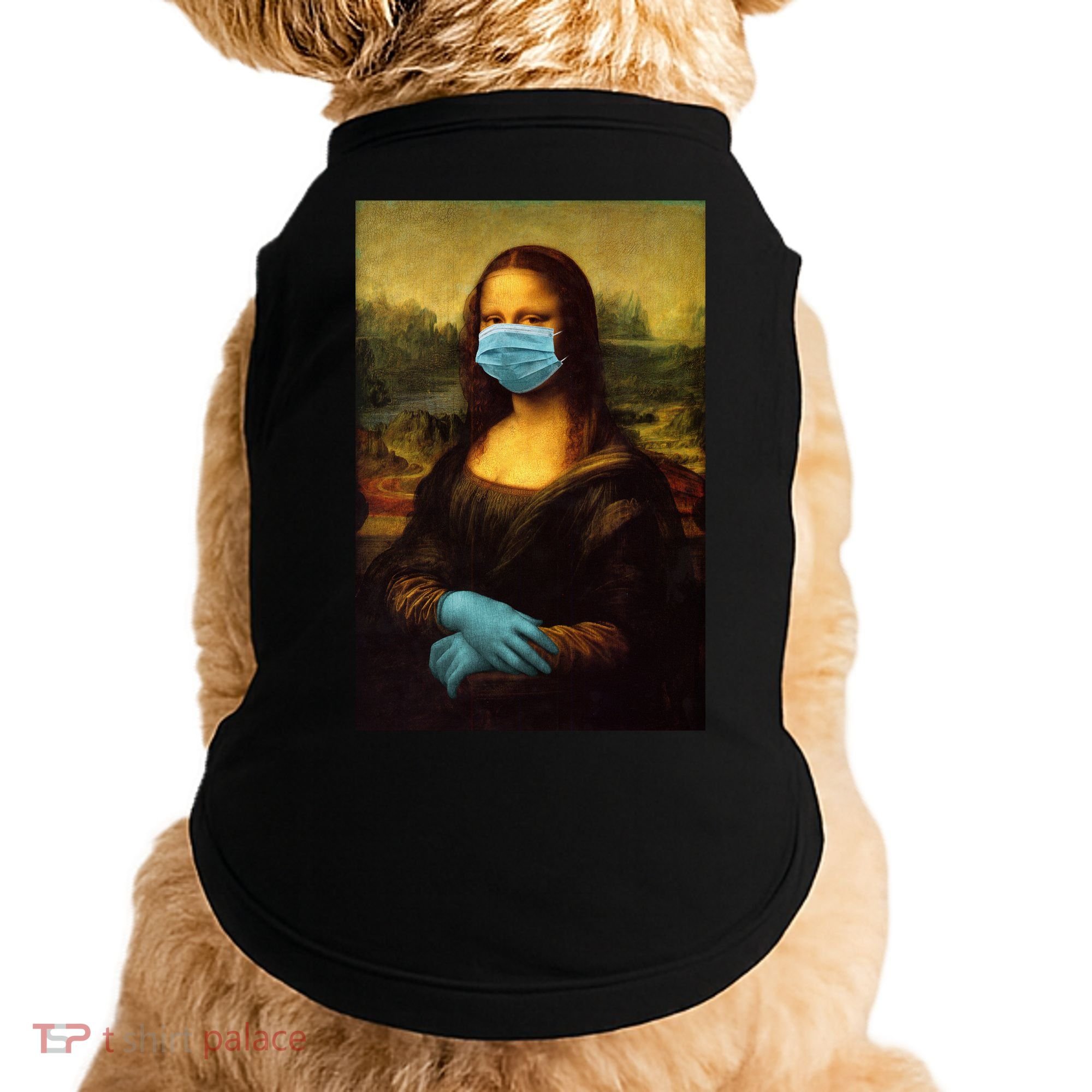Mona Lisa Face Mas And Gloves Pandemic Doggie Tank