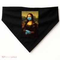 Mona Lisa Face Mas And Gloves Pandemic USA-Made Doggie Bandana thumb 0
