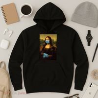 Mona Lisa Face Mas And Gloves Pandemic Hoodie thumb 3