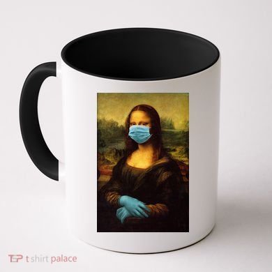 Mona Lisa Face Mas And Gloves Pandemic Coffee Mug