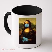 Mona Lisa Face Mas And Gloves Pandemic Coffee Mug thumb 0