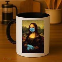 Mona Lisa Face Mas And Gloves Pandemic Coffee Mug thumb 4