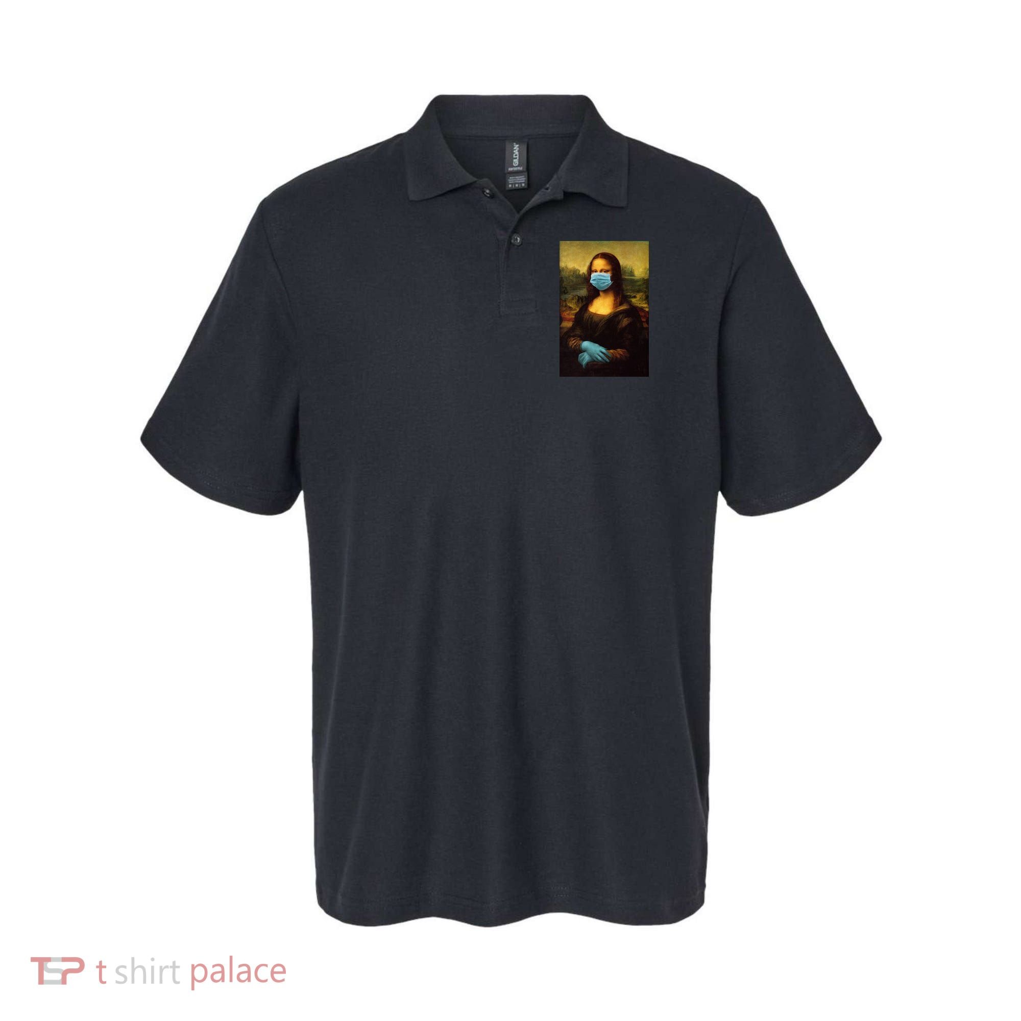 Mona Lisa Face Mas And Gloves Pandemic Polo