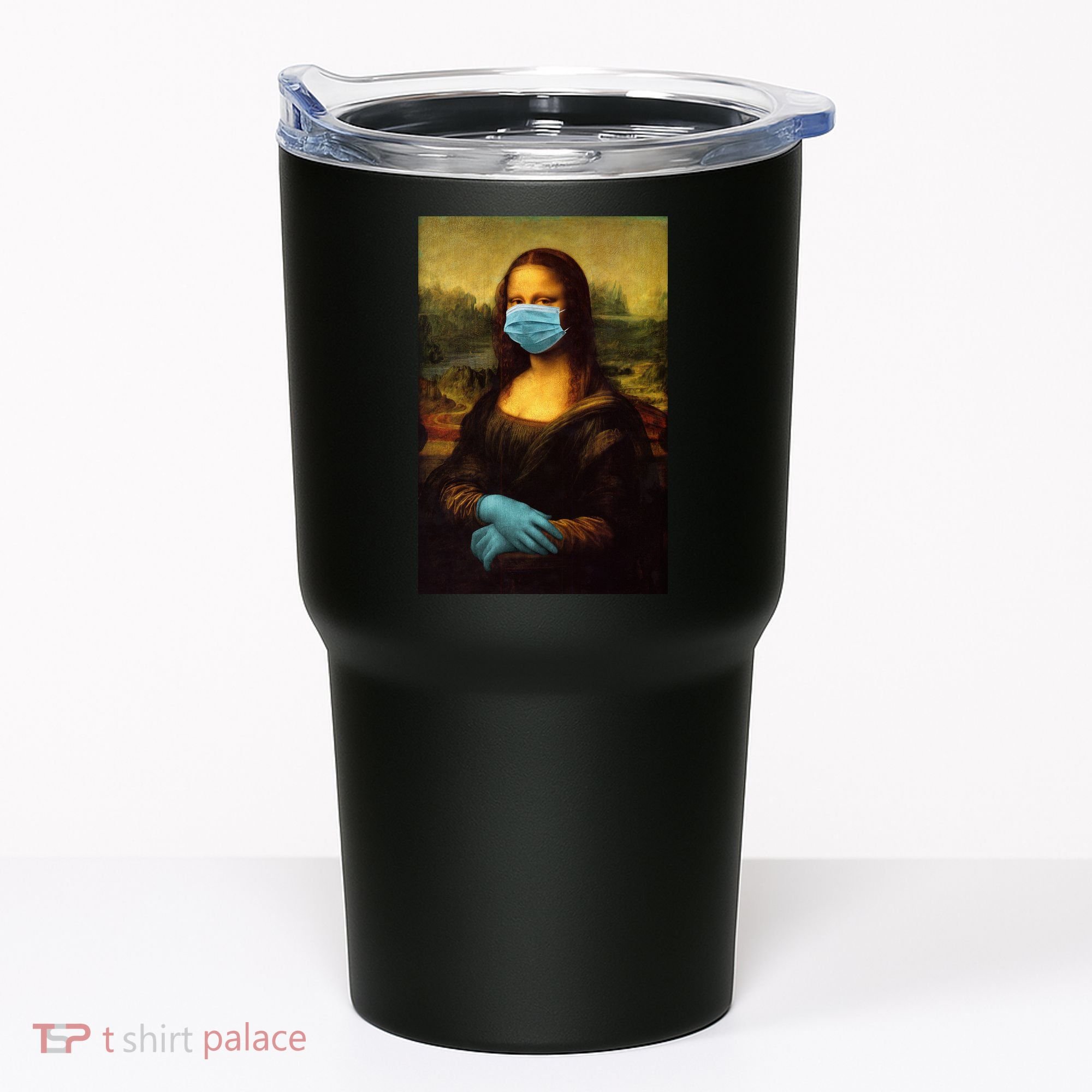Mona Lisa Face Mas And Gloves Pandemic Tumbler