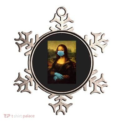 Mona Lisa Face Mas And Gloves Pandemic Ornament