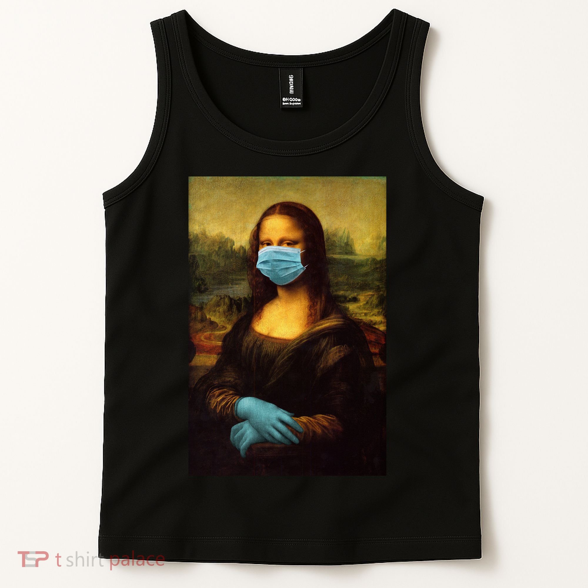 Mona Lisa Face Mas And Gloves Pandemic Tank Top