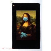 Mona Lisa Face Mas And Gloves Pandemic Golf Towel thumb 0