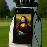Mona Lisa Face Mas And Gloves Pandemic Golf Towel thumb 2