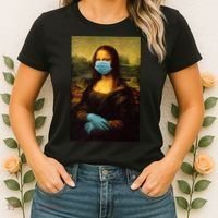 Mona Lisa Face Mas And Gloves Pandemic Women's T-Shirt thumb 2