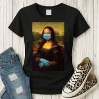 Mona Lisa Face Mas And Gloves Pandemic Women's T-Shirt thumb 3