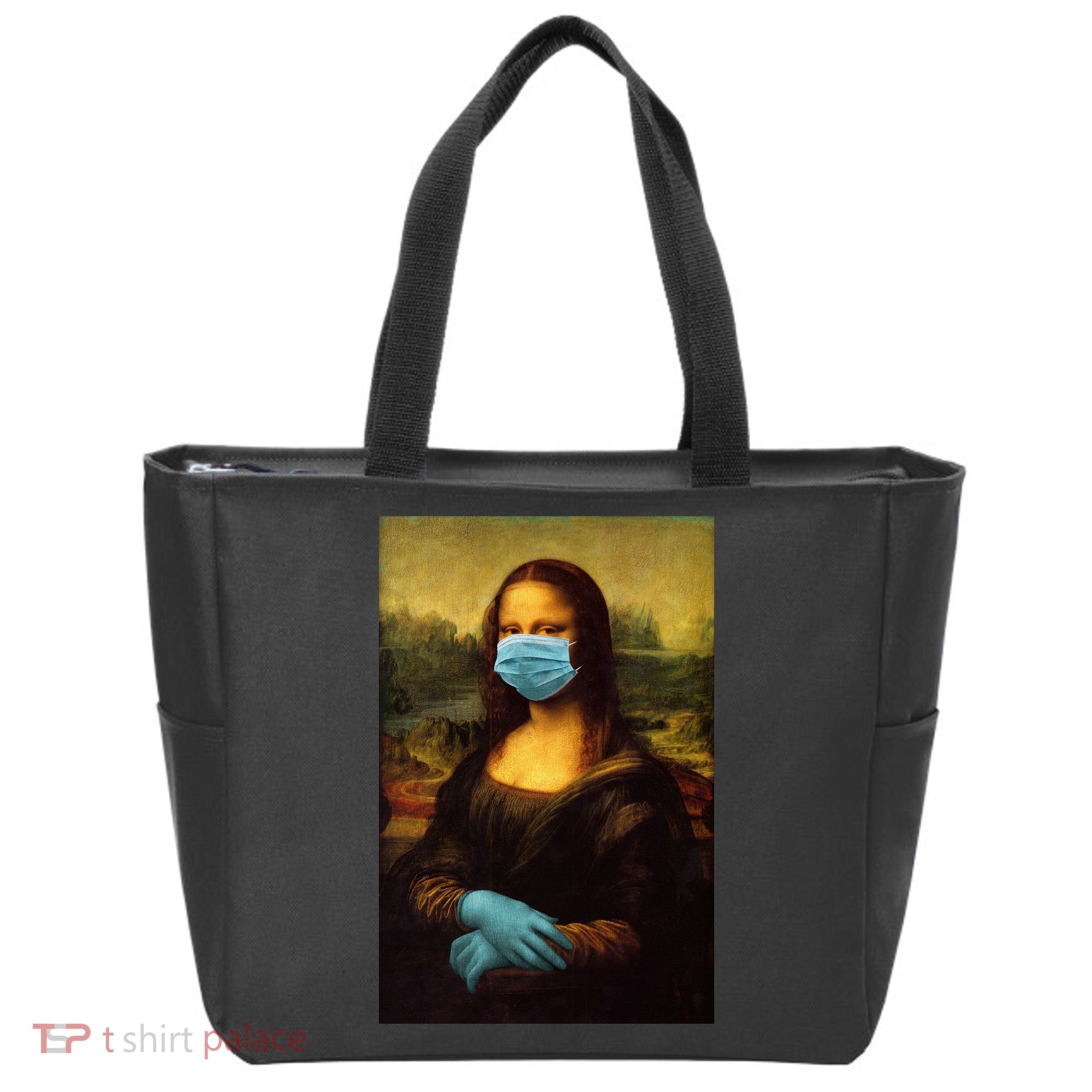 Mona Lisa Face Mas And Gloves Pandemic Tote Bag