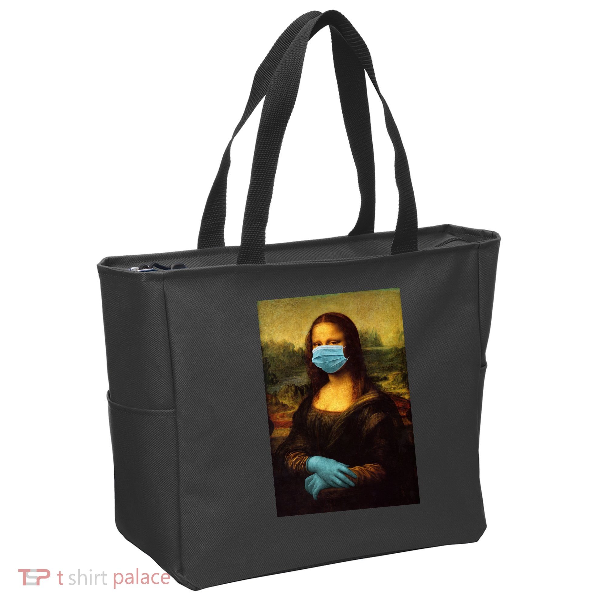 Mona Lisa Face Mas And Gloves Pandemic Tote Bag