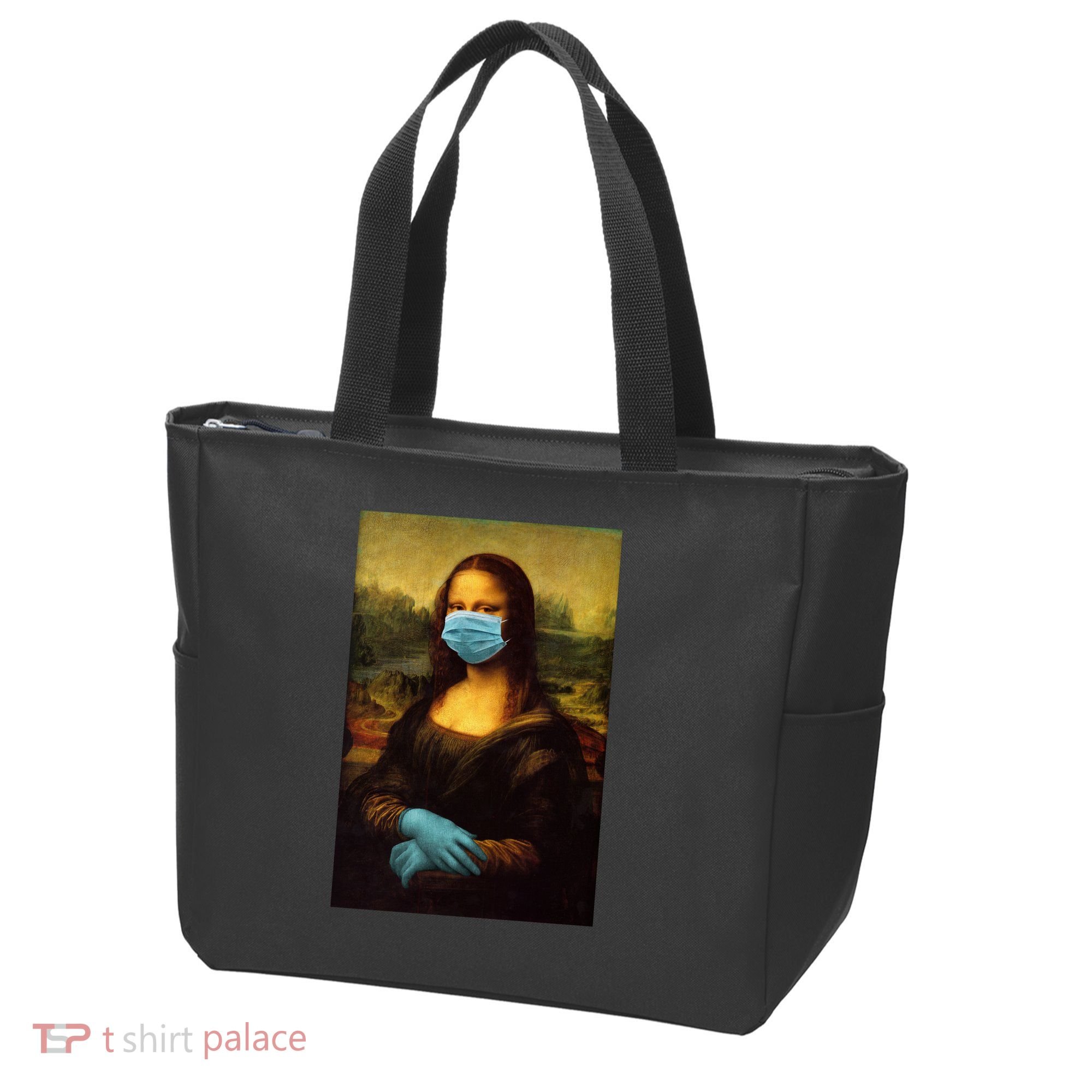 Mona Lisa Face Mas And Gloves Pandemic Tote Bag