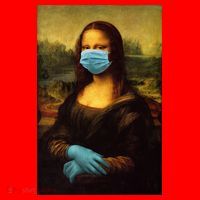 Mona Lisa Face Mas And Gloves Pandemic Santa Hat thumb 1