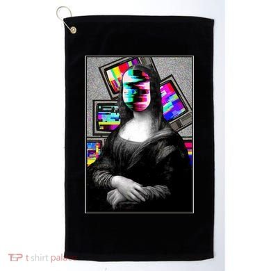 Mona Lisa Glitch Golf Towel