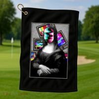 Mona Lisa Glitch Golf Towel thumb 1
