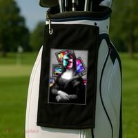 Mona Lisa Glitch Golf Towel thumb 2