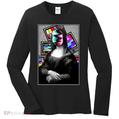 Mona Lisa Glitch Women's Long Sleeve Shirt