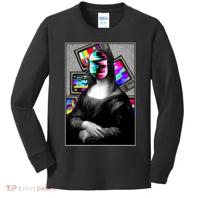 Mona Lisa Glitch Kids Long Sleeve Shirt