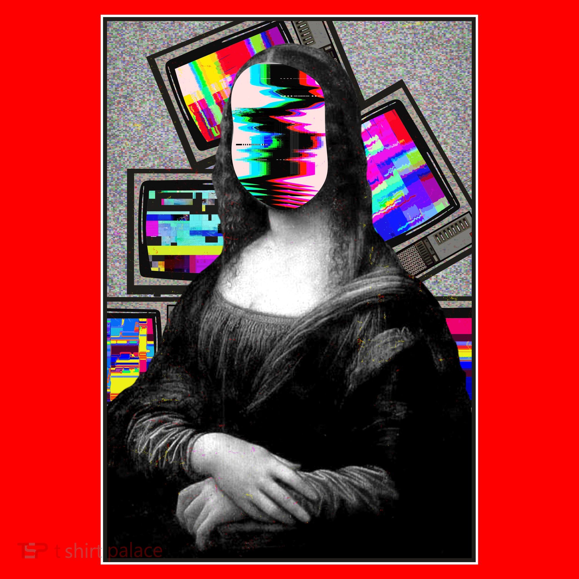 Mona Lisa Glitch Santa Hat