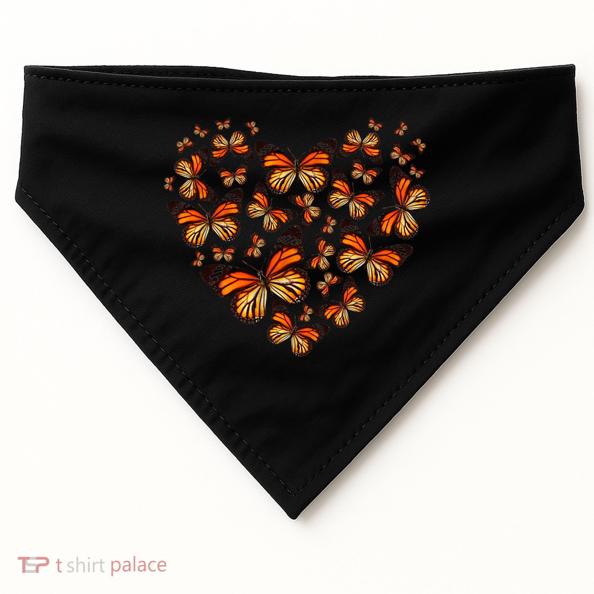 Monarch Butterfly Heart USA-Made Doggie Bandana