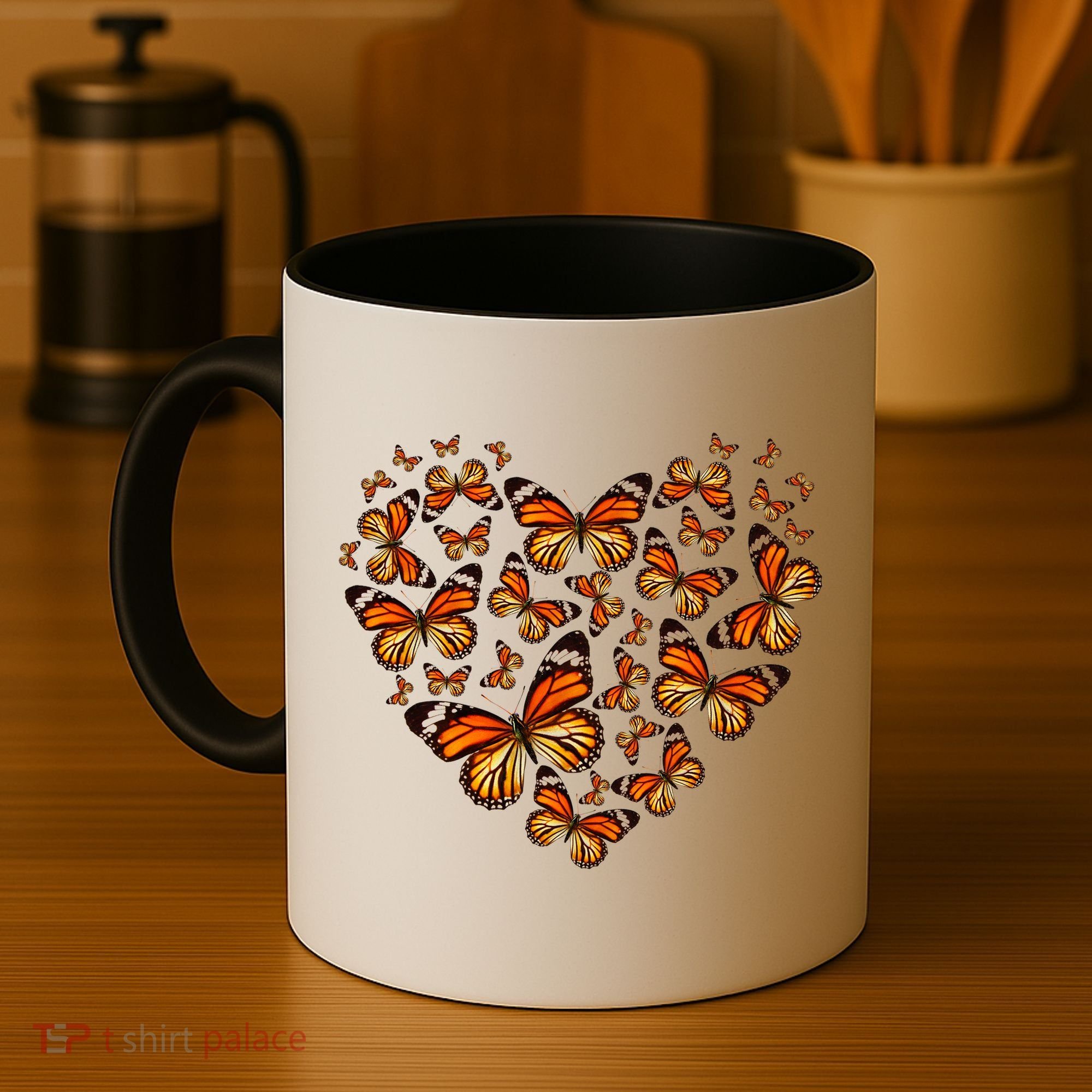 Monarch Butterfly Heart Coffee Mug