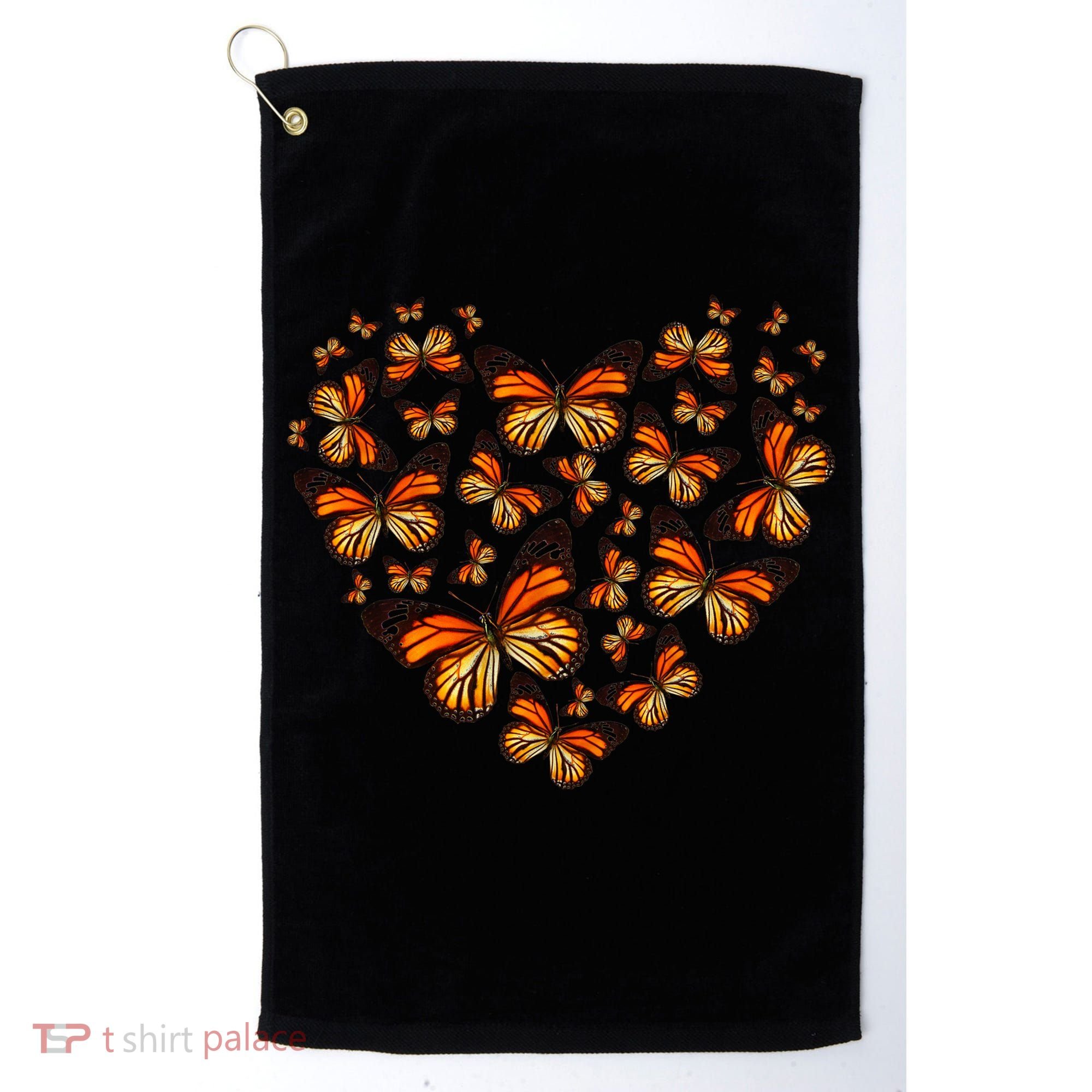 Monarch Butterfly Heart Golf Towel
