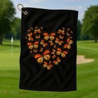 Monarch Butterfly Heart Golf Towel thumb 1