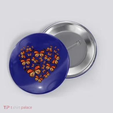 Monarch Butterfly Heart Button