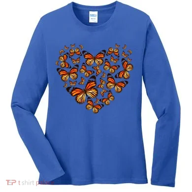 Monarch Butterfly Heart Women's Long Sleeve Shirt