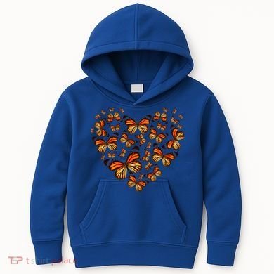 Monarch Butterfly Heart Kids Hoodie