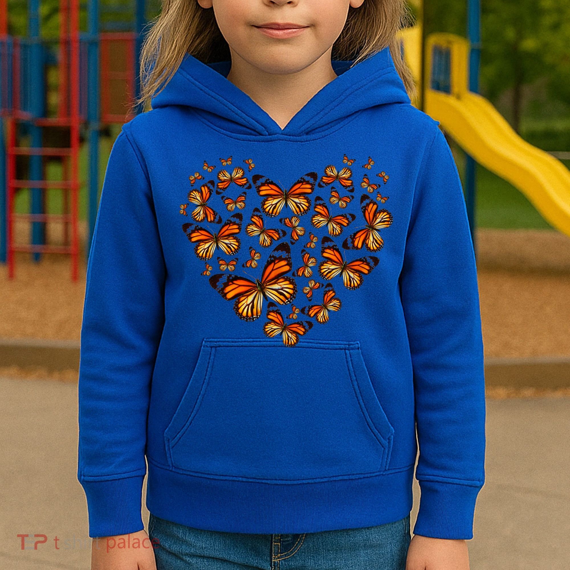 Monarch Butterfly Heart Kids Hoodie