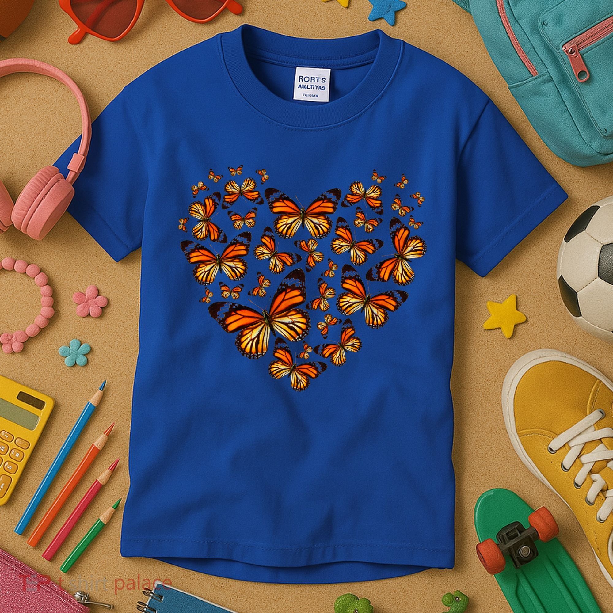 Monarch Butterfly Heart Kids T-Shirt