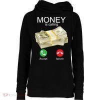 Money Is Calling Womens Funnel Neck Pullover Hood thumb 0