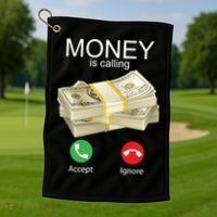 Money Is Calling Golf Towel thumb 1