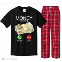 Money Is Calling Kids Plaid Pajama Set thumb 0