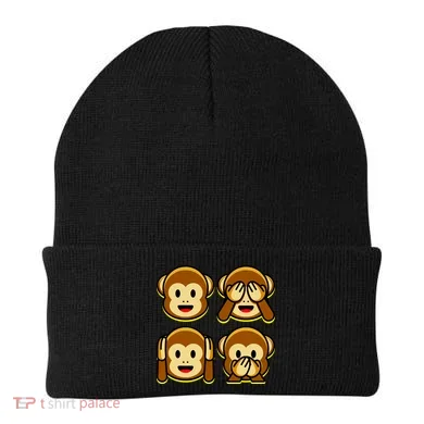 Monkey Emoji Smiley Face Beanie