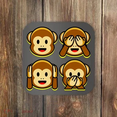 Monkey Emoji Smiley Face Coaster