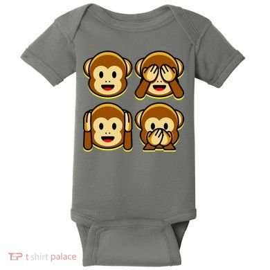 Monkey Emoji Smiley Face Baby Bodysuit