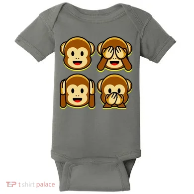 Monkey Emoji Smiley Face Baby Bodysuit